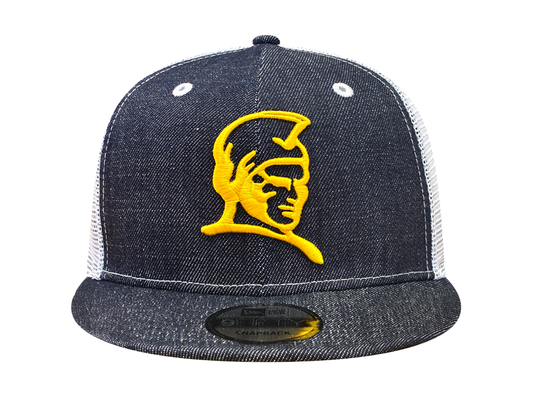 KAMEHAMEHA SNAPBACK "MAIZE & BLUE" DENIM TRUCKER